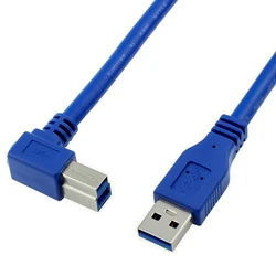 USB 3.0 Type A Male to B Male 90 degree elbow Angled Printer Cable Cord blue color 0.6m 1m 1.8m