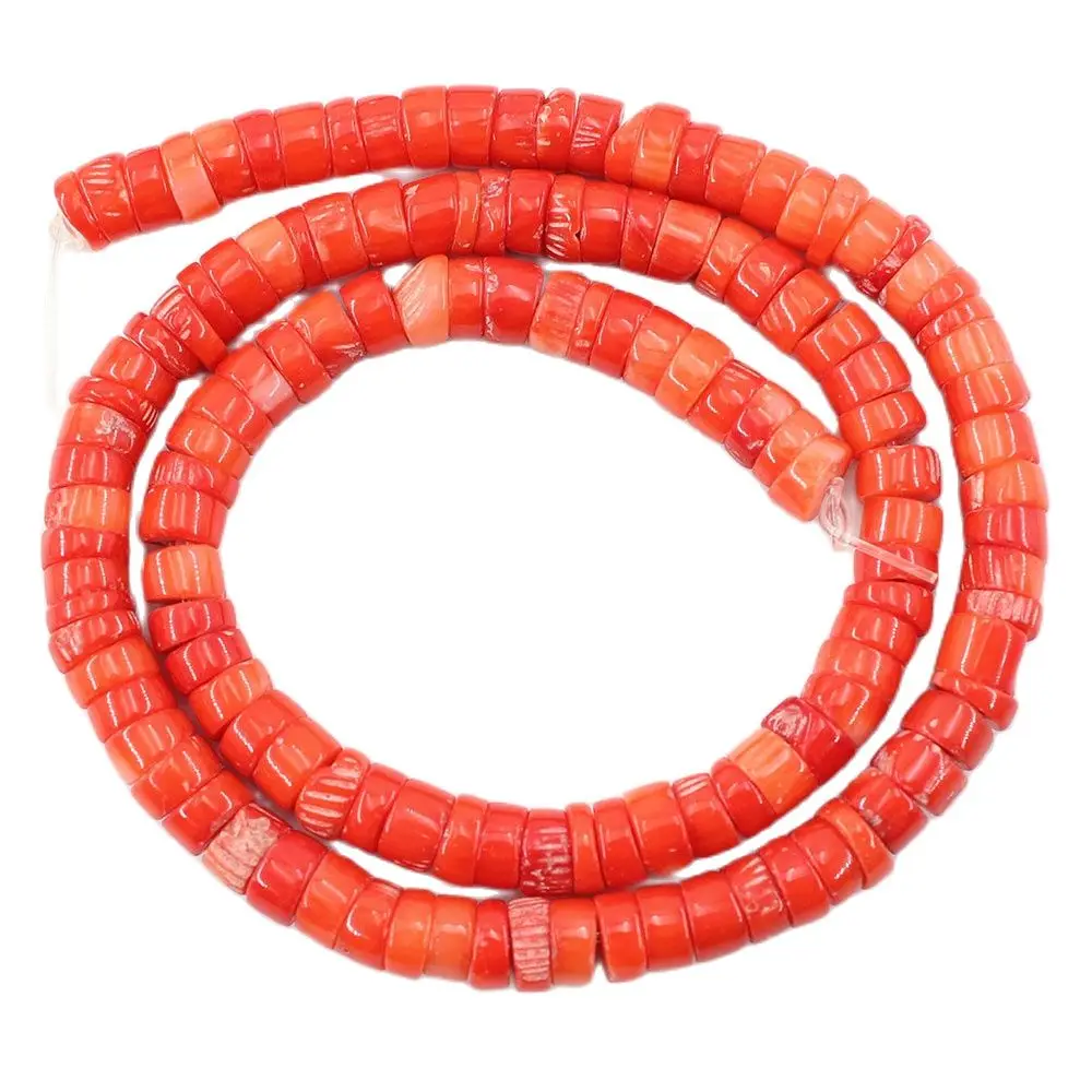 

APDGG 2 Strands Natural 3x8mm Freedom Wheel Orange Coral Gems Stone Loose Beads 15.5inch Strands Jewelry Making DIY