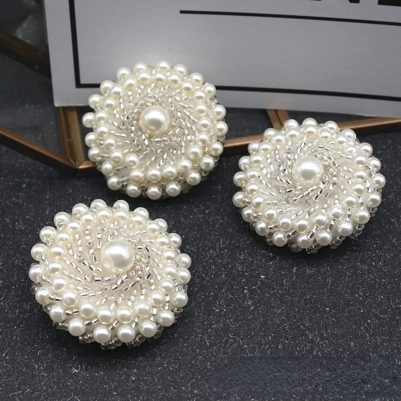 High Quality Fashion DIY Pearl Button Coat Mink Velvet Coat Headdress Clothing Decorative Buttons 1pcs