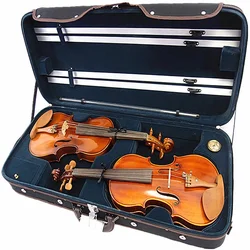 2 Pcs Violin Case-Creative Double Violin Case 4/4 w/ Hygrometer High Quality Wooden Violin Case