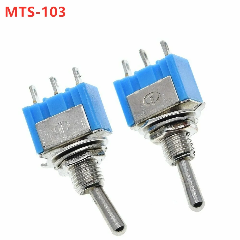 5pcs/lot Mini MTS-103 3-Pin SP3T ON-OFF-ON 6A 125V 3A250VAC Toggle Switches Good Quality