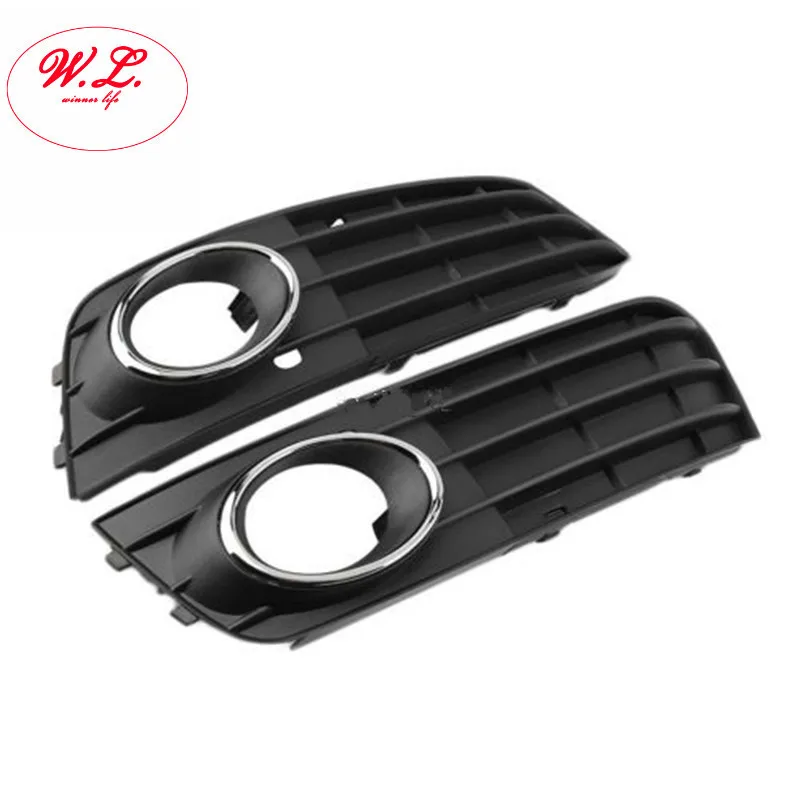 NEW Brand 2pcs black Front Bumper Grille  ABS  Fog Light Lamp Frame Cover left and right For 2009-2012 For Audi A4 A4L B8