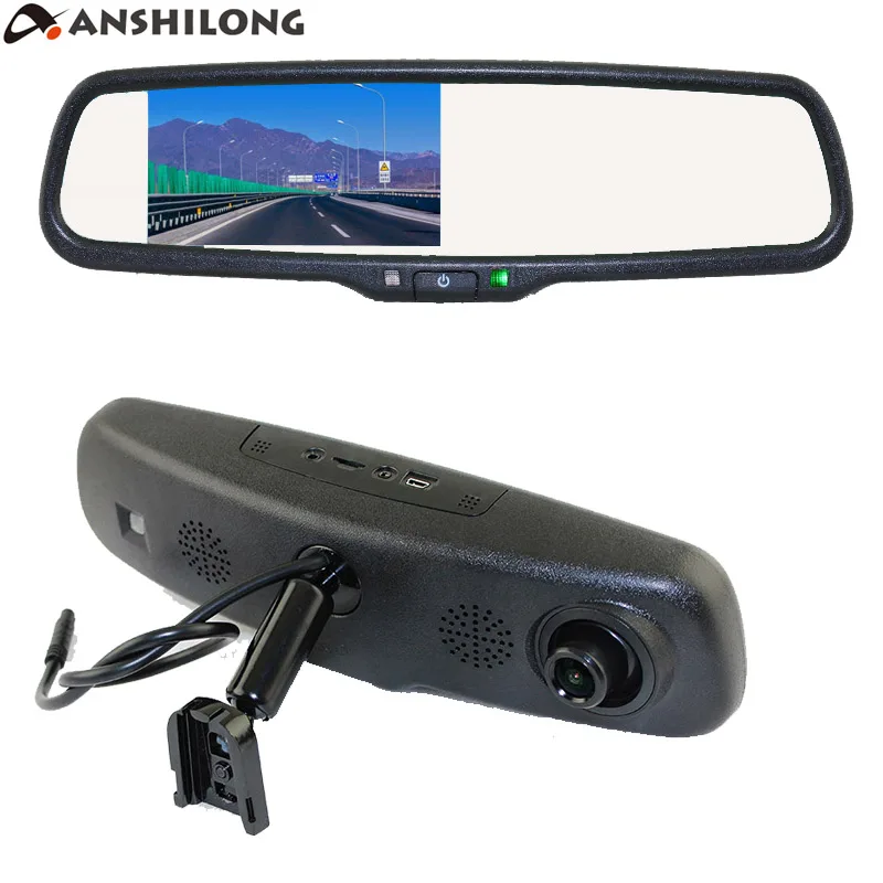 ANSHILONG Car Rear View Mirror DVR with 4.3 inch Monitor + Special Bracket 1080P Digital Video Recorder G-sensor