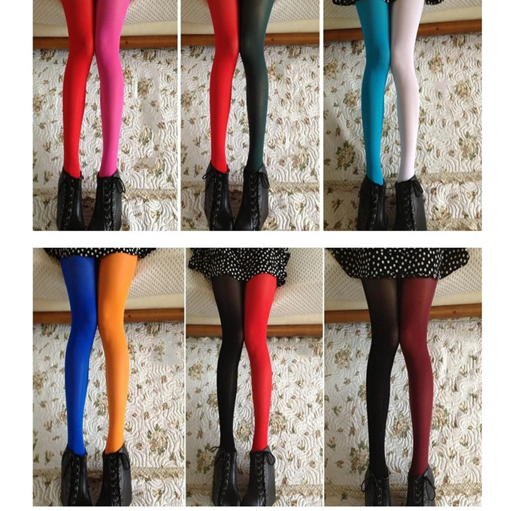 Women Patchwork Footed Tights Stretchy Pantyhose Stockings Elastic Two Color Silk Stockings Skinny Legs Collant Sexy Pantyhose