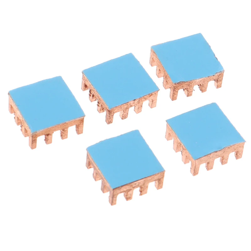 실용적인 9x9x4mm 순수 구리 방열판, 메모리 접착식 후면 냉각 쿨러 방열판, 5 개
