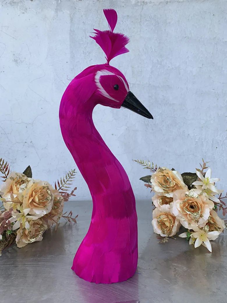 beautiful feathers peacock head model Dining Table Model Decoration handicraft,wedding party