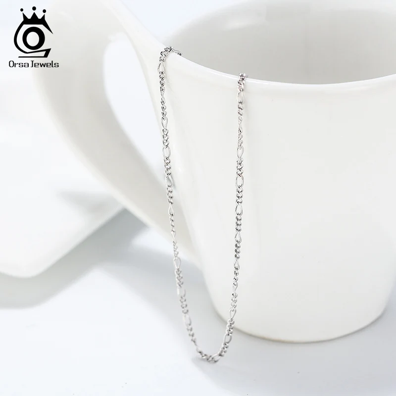 ORSA JEWELS Sterling Silver Necklaces Chains For Women Upgraded Version Letter Chains Women Necklace Fashion Fine Jewelry SC27