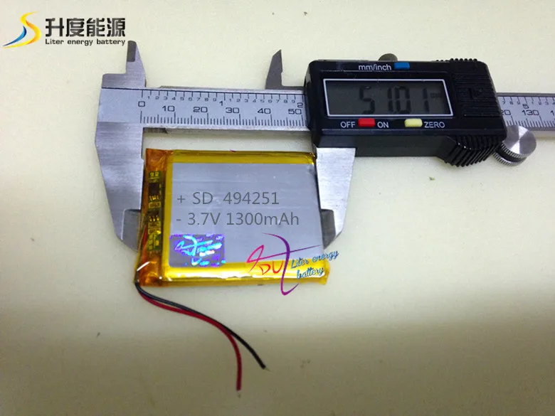 Индивидуальный полимерный аккумулятор 3,7 В SD 494251   1300 мАч
