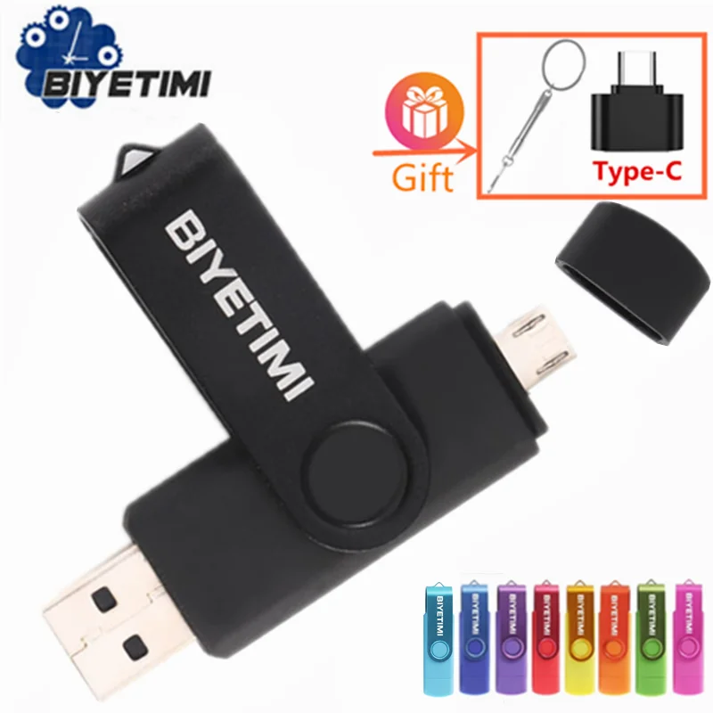 High Speed USB Flash Drive OTG Pen Drive 64gb 32gb USB Stick 16gb Rotatable Pen drive For Android Micro/PC Business gift