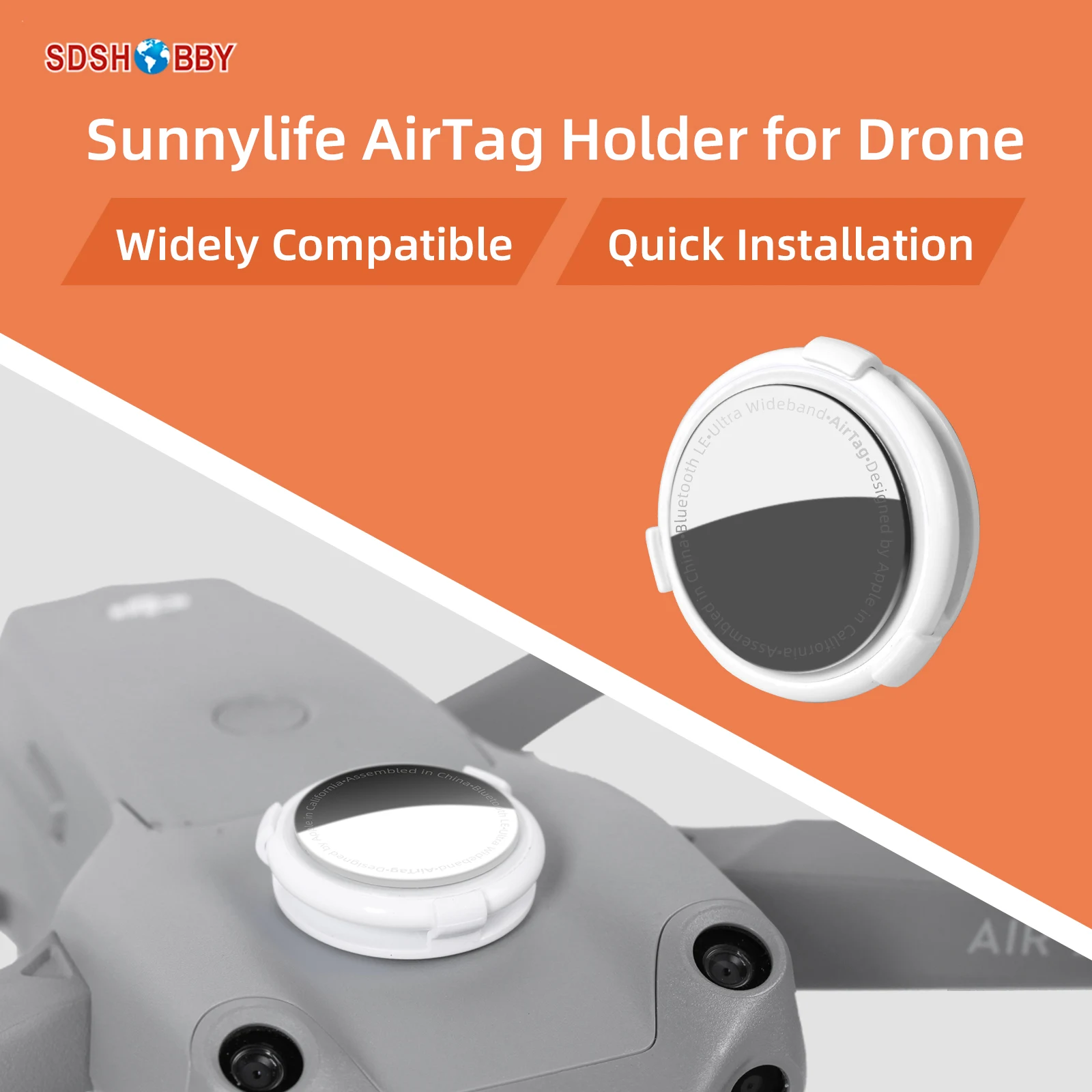 Sunnylife AirTag Holder Mount Drone Anti-lost for DJI FPV/Air 2S/Mini 2/Mavic 2/FIMI X8 Mini/EVO II