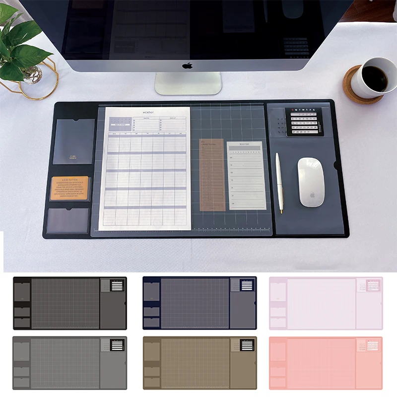 Easy Clean PVC+PU Mouse Pad Protective Desk Mat Multifunctional Office Large Desktop Pad Organizer with Calendar Laptop MousePad