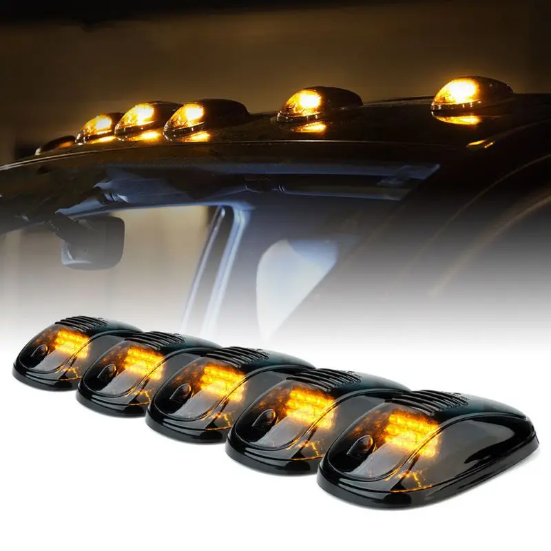 YAM Hot Smoked 5Pcs 12 LED Cab Roof Running Marker Lights Truck SUV Off Road Set Dropshipping