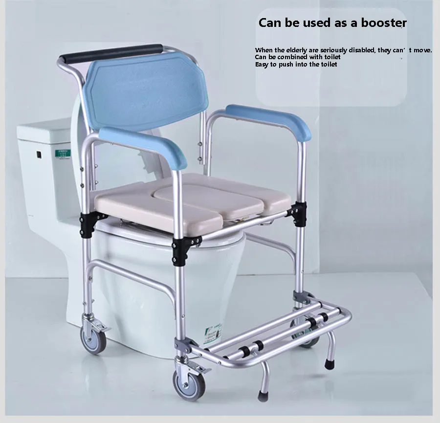 Old person sits toilet implement mobile closestool chair disabled person sits toilet chair patient nurse sits toilet bath chair