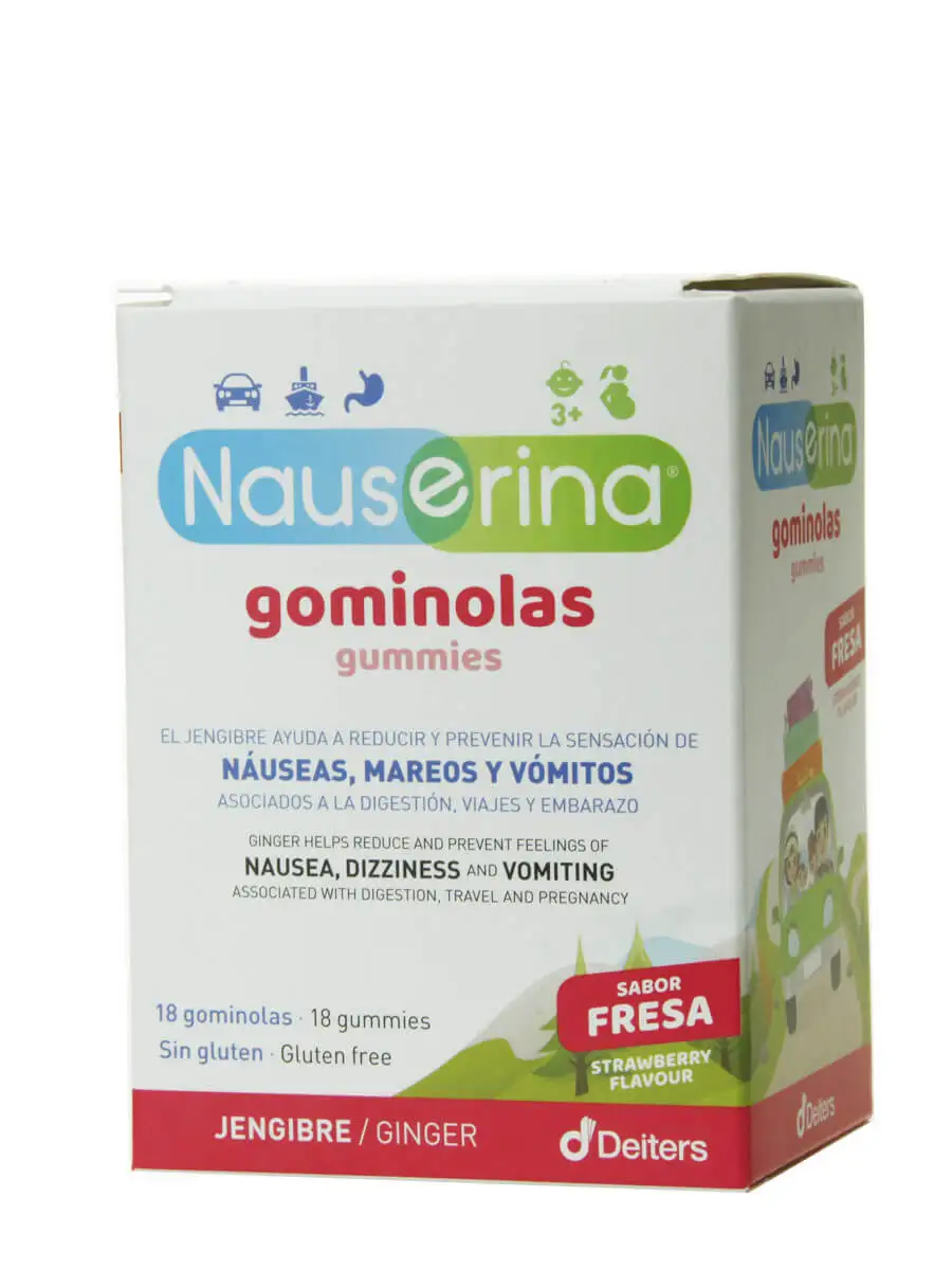 Deiters nauserina strawberry flavor 18 gummybeans-Gummers that relieve nausea, vomiting or dizziness.