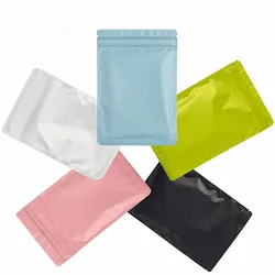 100pcs Frosted Aluminum Foil Flat Ziplock Bags Resealable Food Snack Powder Salt Corn Tea Gifts Heat Sealing Packaging Pouches