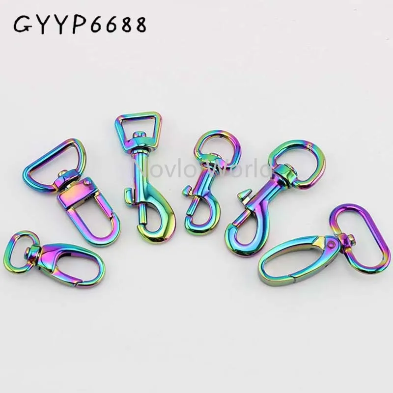 

10-30-100 pieces new Rainbow trigger snap hook metal swivel clasp lobster claws swivel hooks hardware hook clasp