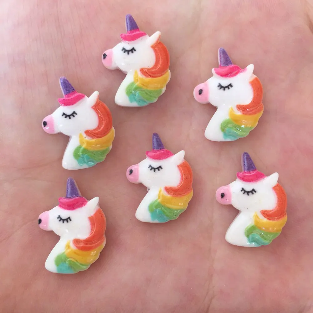 Resin Kawaii  Mini Colorful Porcelain Unicorn Flatback Cabochon Stone 20PCS Scrapbook DIY Crafts OF366