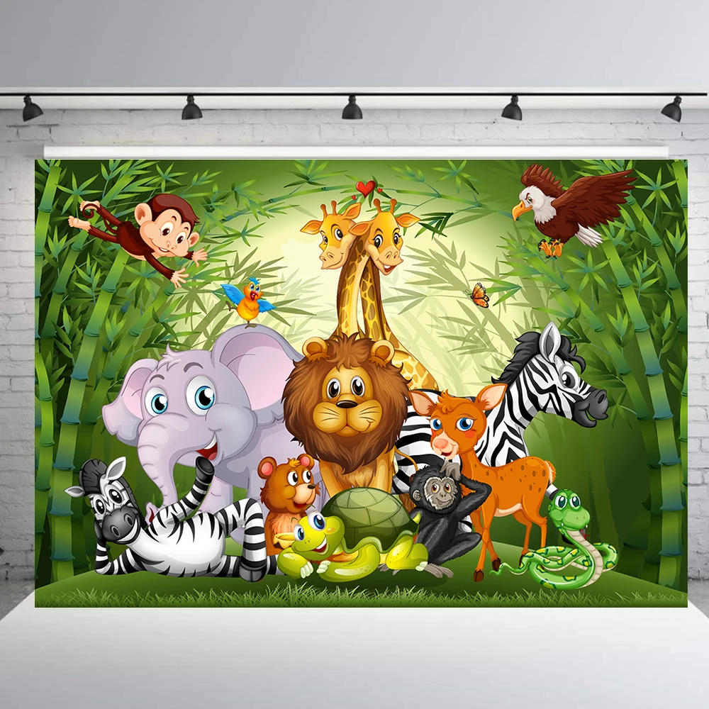 

BEIPOTO Safari Jungle Baby Shower Backdrop Elephant Party Animals Photography Background Vinyl birthday Banner supply B-345