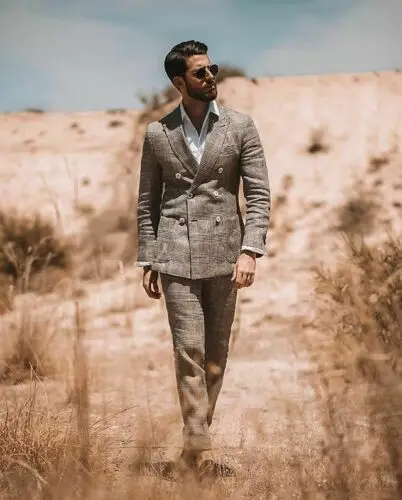 Traje de dos piezas para hombre, Blazer de esmoquin Formal, a rayas, para novio y boda