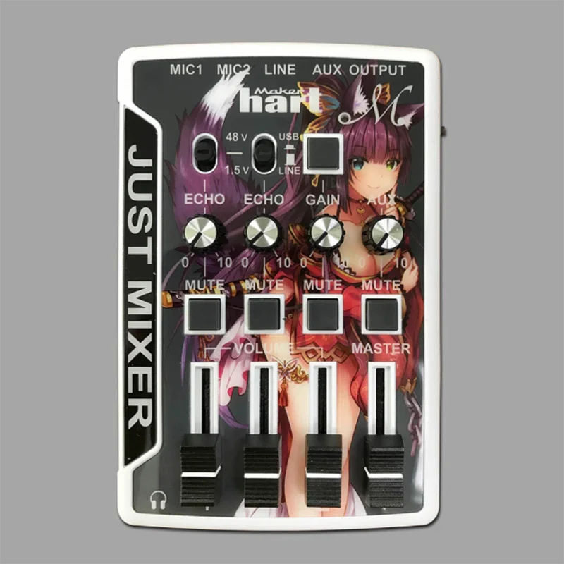 Maker Hart Just Mixer M - 4 Channel Mini Microphone Mixer Preamp for Phantom Power USB Audio Input and Output