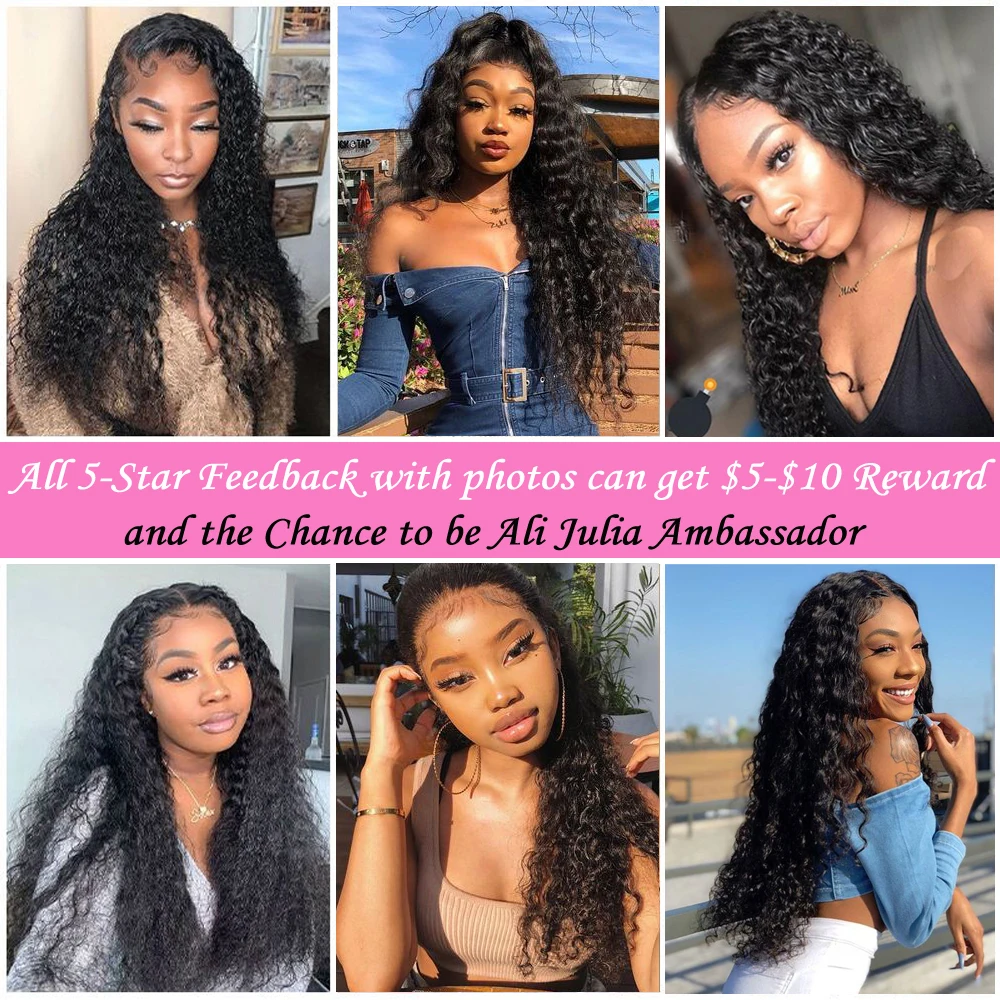 Ali Julia Hair Brazilian Deep Wave Closure Free Part 4X4