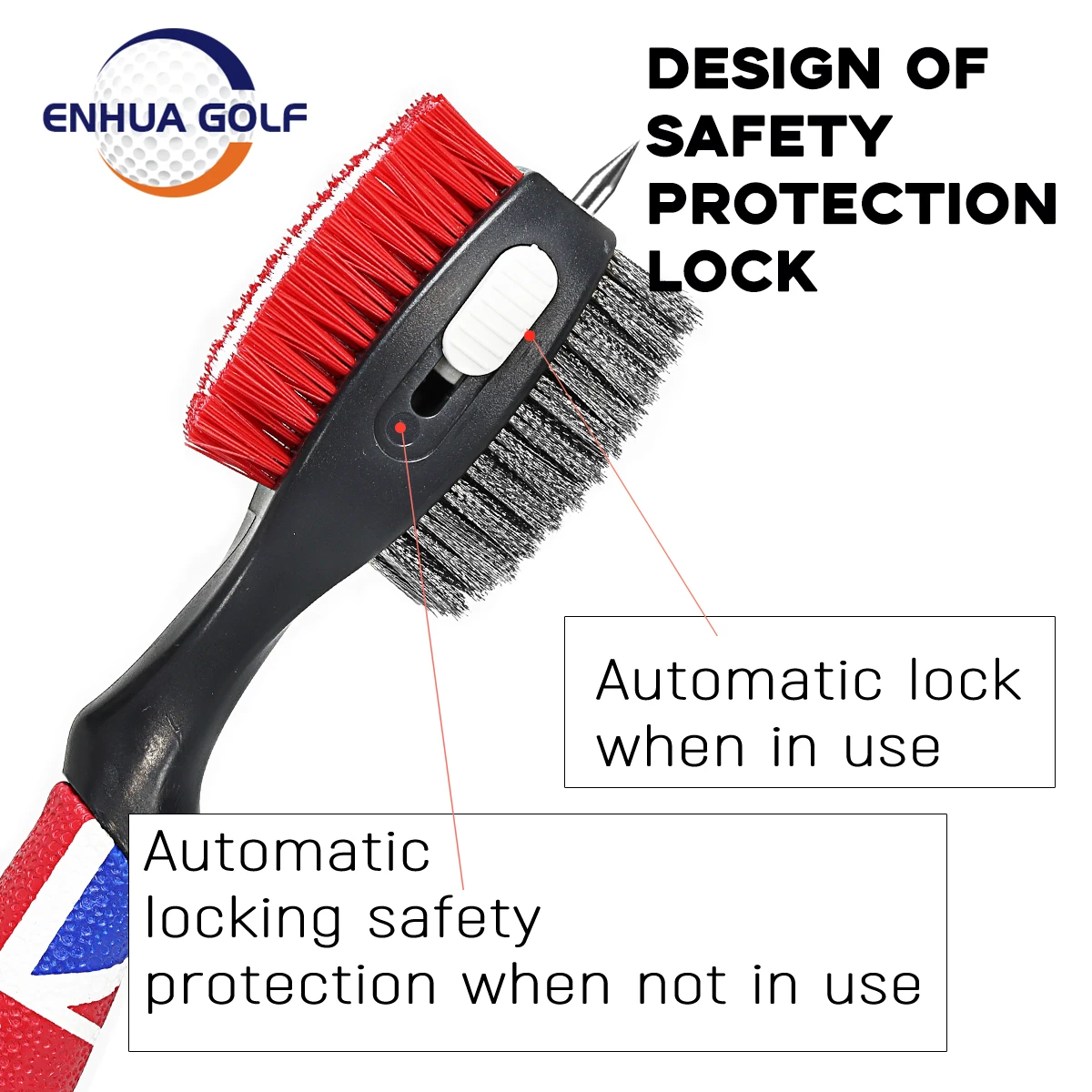 Golf Cleaner Flag Printing Golf Club Brush Cleaner Larger Size Head&Retractable Groove Cleaner, Durable Rubber Make Clean Easily