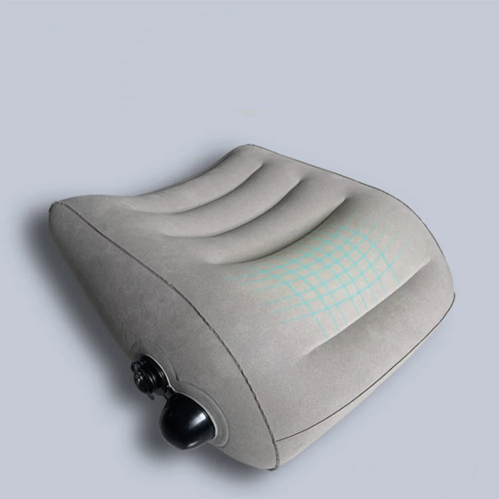 Multi-purpose Push-type Inflatable Waist Pillow Portable Travel Office PVC Flocking Pillow Leg Cushion Waist Support