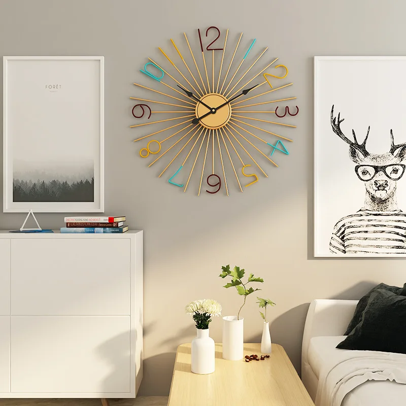 60 cm Large Metal Wall Clock Modern Design Decorative Bar Cafe Creative Nordic Big Hanging Clocks Iron Art Wall Watch Home Decor