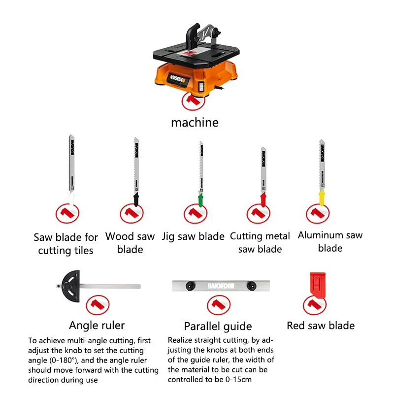 220V Multi-function Table Saw WX572 Jigsaw Chainsaw Cutting Machine Sawing Tools Woodworking 650W Domestic Power Tools 1PC
