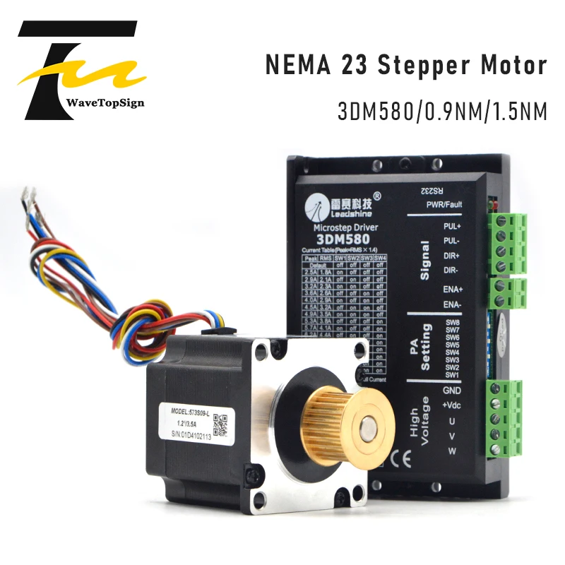 

Leadshine Nema 23 Open Loop Stepper Motor Kit 3 Phase Stepper Motor 0.9N.m 1.5N.M 573S09-L 573S15-L +Driver 3DM580