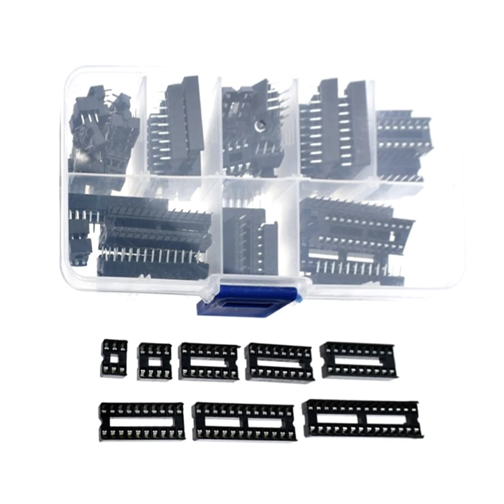 

66Pcs/Lot 6 8 14 16 18 20 24 28 Pin DIP IC Sockets Adaptor Solder Type Socket Kit For Arduino PCB DIY Kits