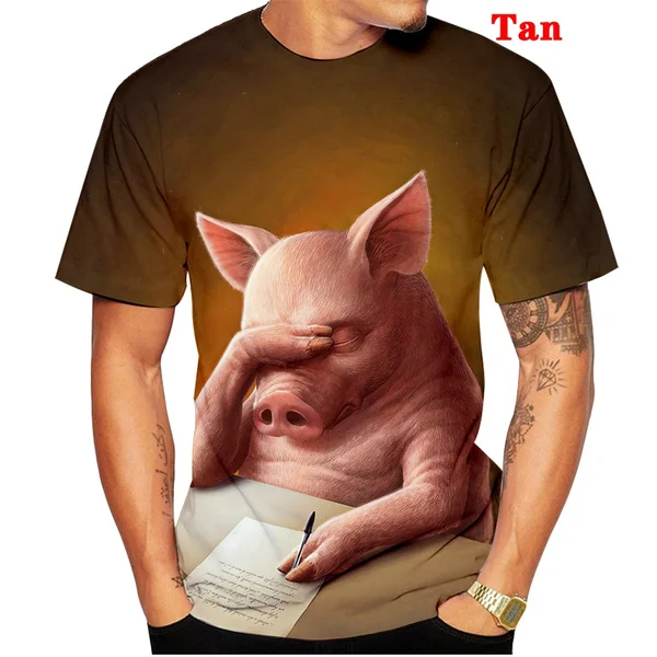 

Fashion Men Women 3d Print T Shirt Funny Novelty Animal Pig Printed T-shirt O-Neck Short Sleeve Tees Tops