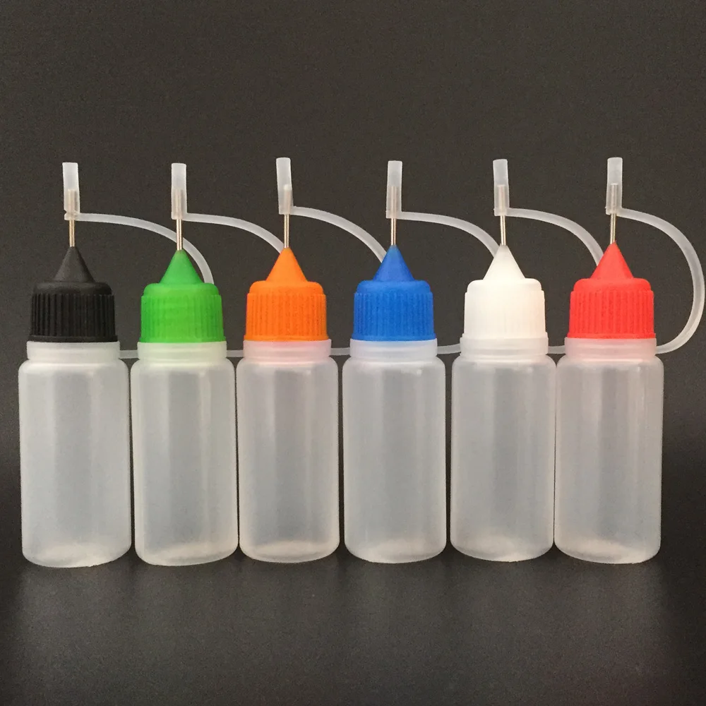 200pcs 10ml LDPE Empty E Liquid Needle Bottle Plastic Dropper Bottles With Screw Metal Needle Caps For Vape E Juice