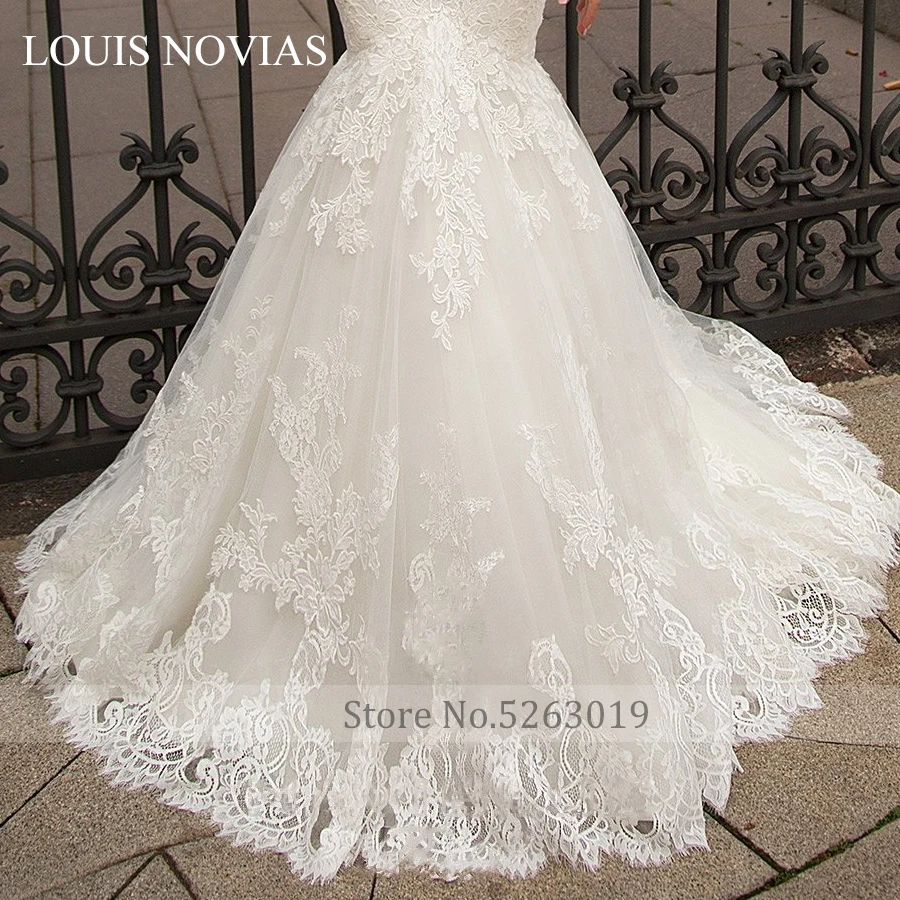 Louis Novias Nàng Tiên Cá Áo Váy Áo Quây Càn Quét Bàn Chải Tàu Ảo Giác Hở Lưng Thêu Tinh Tế Áo Cưới