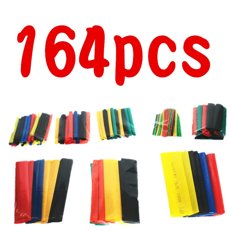 164pcs heat shrinktubing 2:1 insulated polyolefin sheathed shrink tubing cables and cables tube heat shrink electronic DIY kit