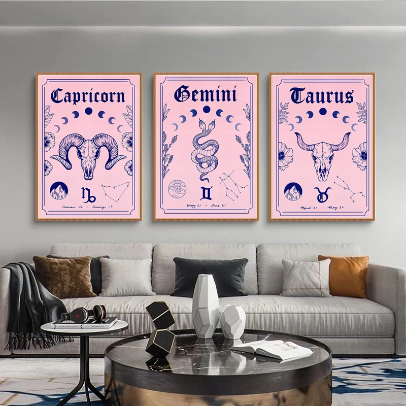 Constellation Nursery Wall Art Canvas Painting Poster Print Astrology Boho Cancer Zodiac Astrology Water Star Picture Decoration