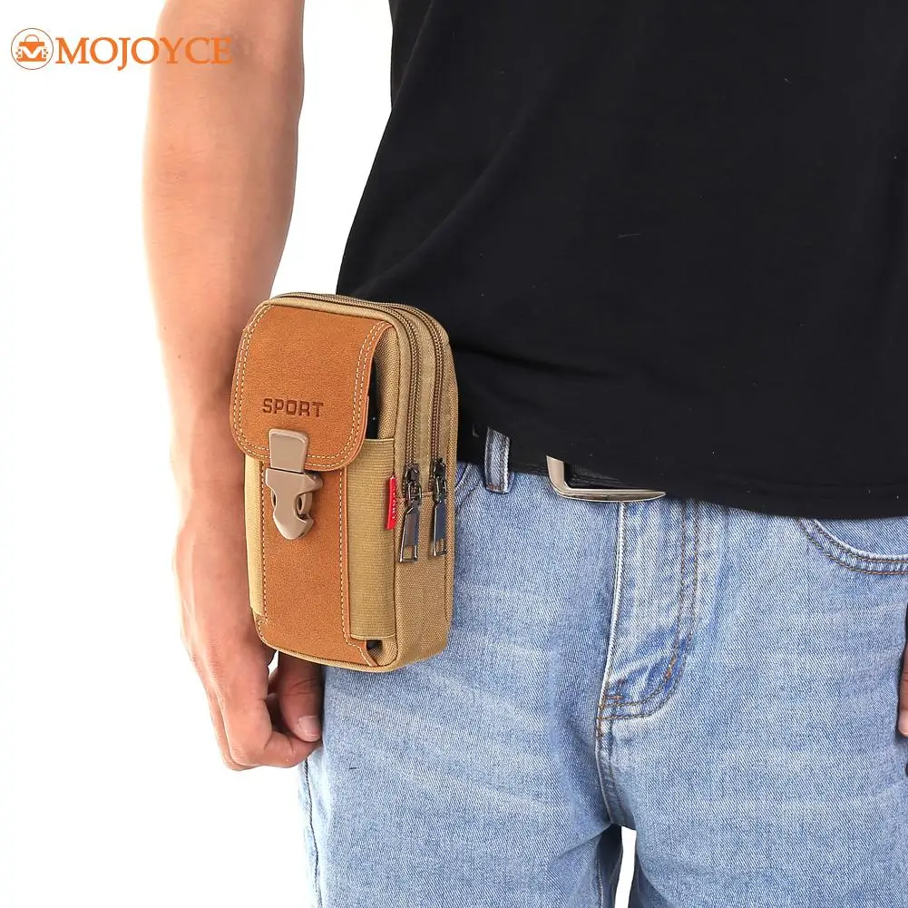 Outdoor Canvas Waist Bag Sport Casual Man Belt Pouch Phone Purse Waist Pack Bag Men Leather Belt Bum Pouch Men's Purse bolsos