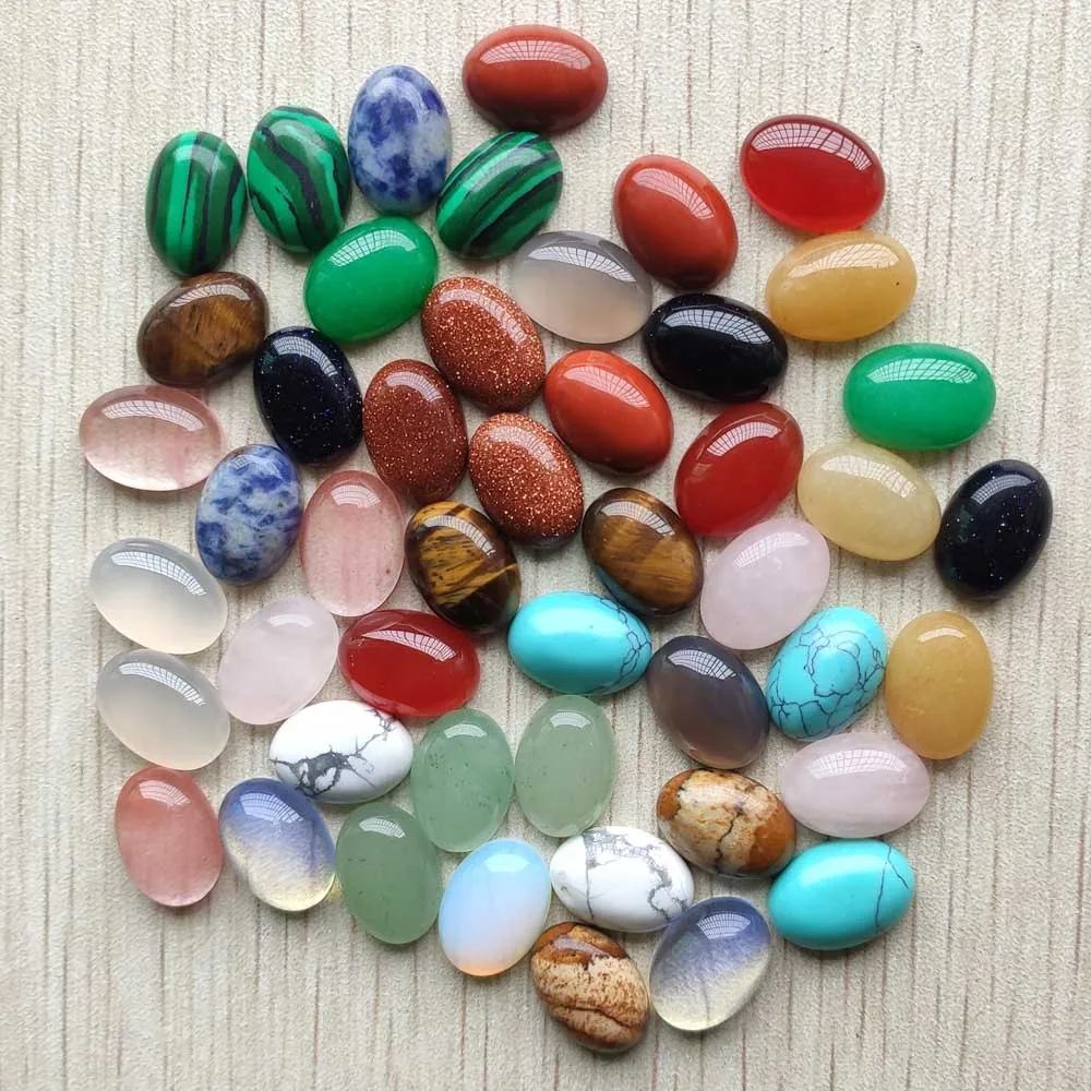 Fashion mixed natural stone Oval CAB CABOCHON beads 10x14mm for jewelry accessories making wholesale 50pcs/lot free shipping