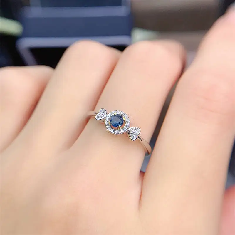 

Ring Blue Natural Sapphire Ring Engagement Party Ladies Ring Fashion Jewelry Exquisite Jewelry Decoration Girlfriend