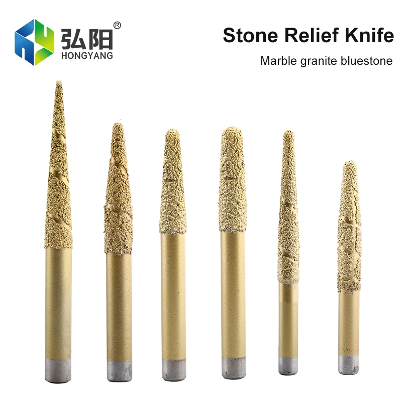 1PC Stone Cutting Relief Bit CNC Milling Machine Granite Marble Chisel Tool Taper Ball Head Diamond Brazing Milling Cutter Bit