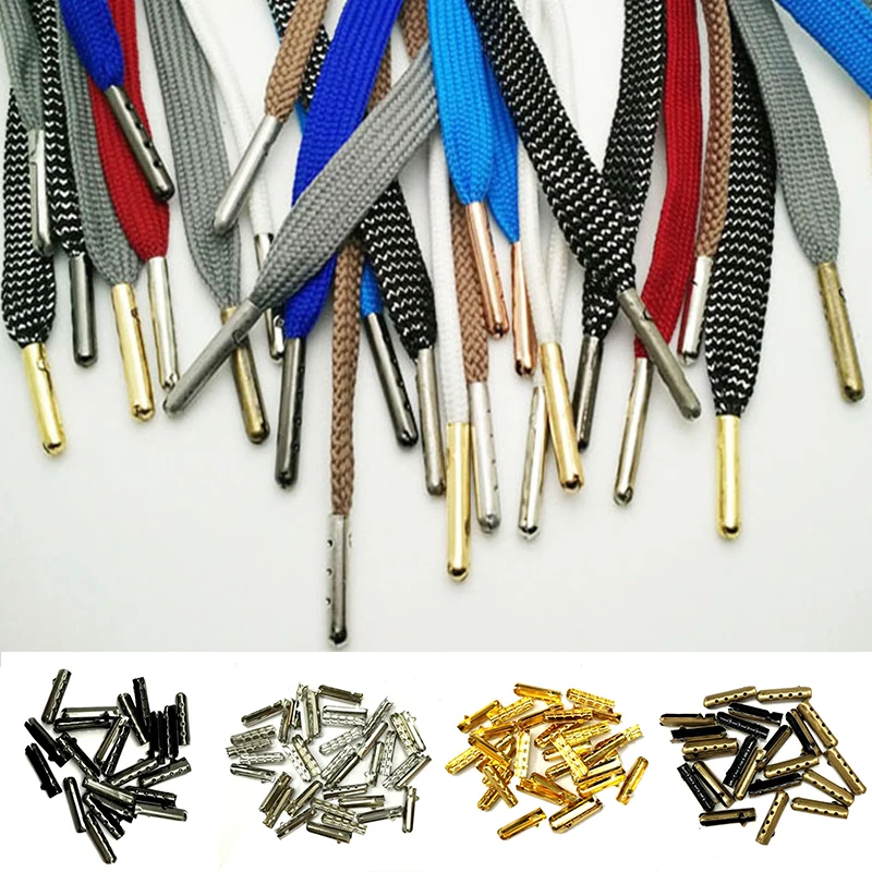 100 sztuk/zestaw Shoelace głowy Aglets Diy końcówki sznurowadeł wymiana koniec buty liny głowy liny Cip Tail Clamp Bullet akcesoria do butów