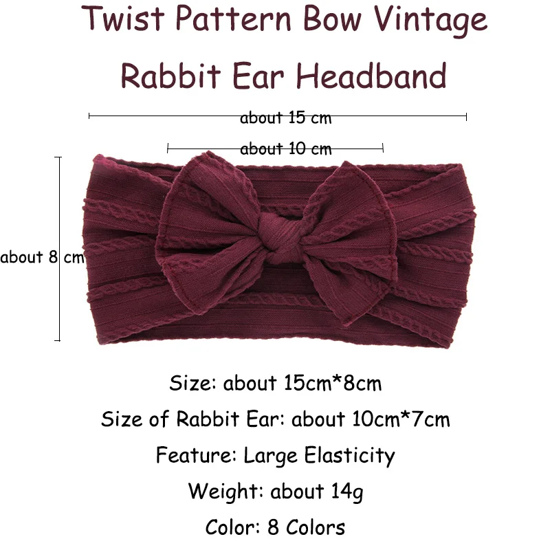 Cute Baby Twist Pattern Rabbit Ear Bow Headbands Kid Vintage Hairbands High Elasticity Toddler Hair Band Headwear Hair Accessory