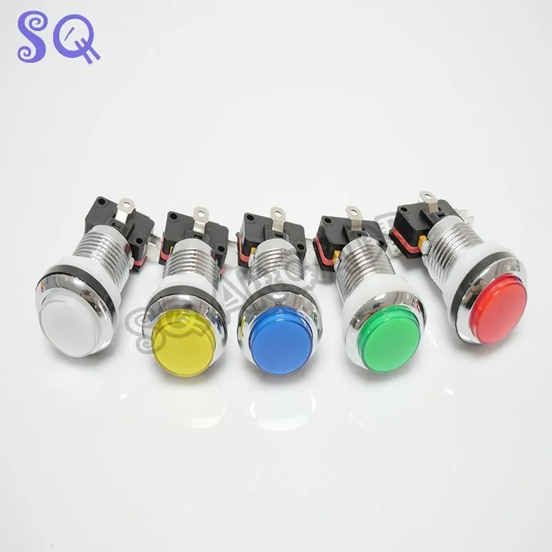 33mm Push Button Arcade Button Led Micro Switch Momentary Illuminated 12v Power Button Switch Silver-plated appearance