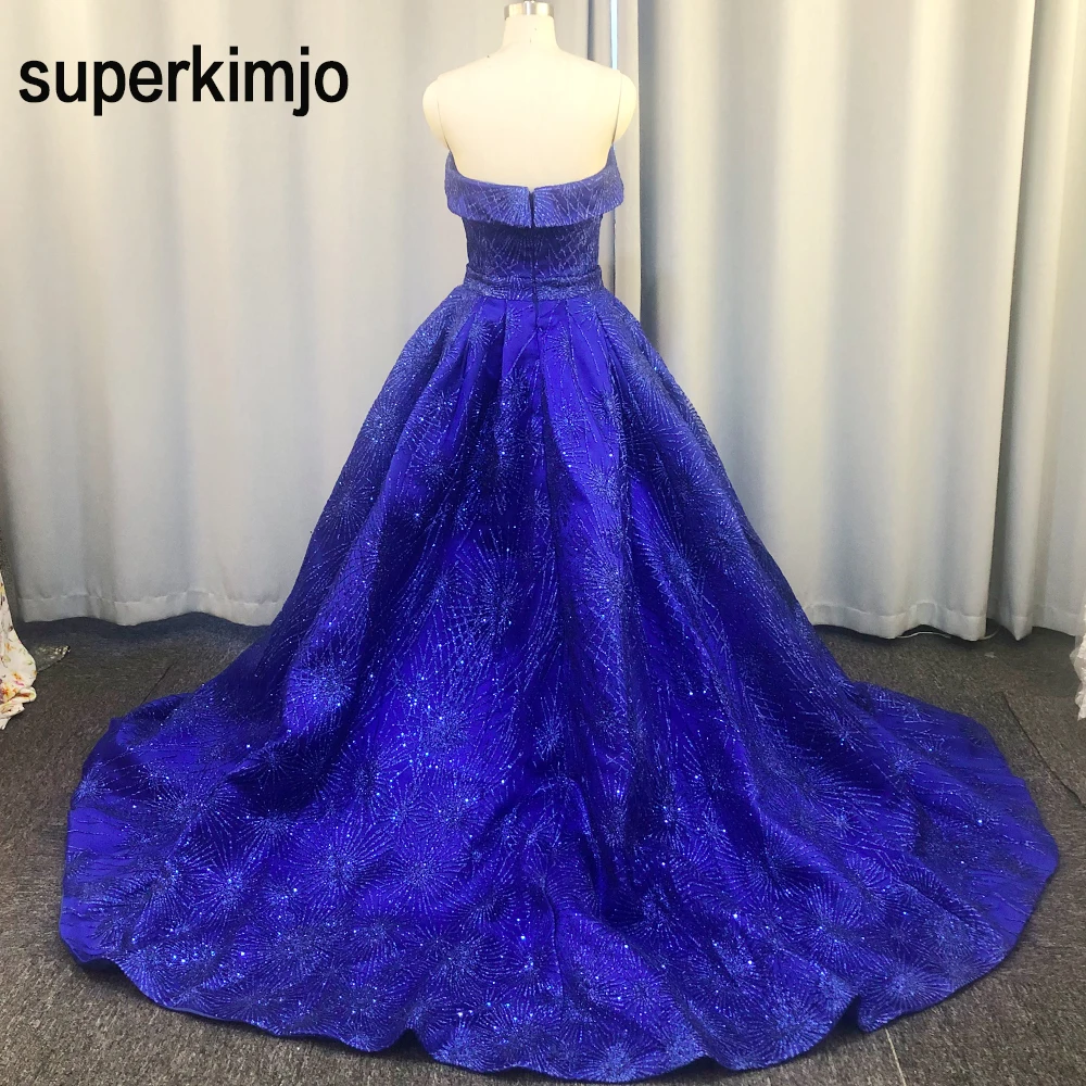 real picture prom dresses 2020 detachable skirt sparkly shinning royal blue evening dresses gowns