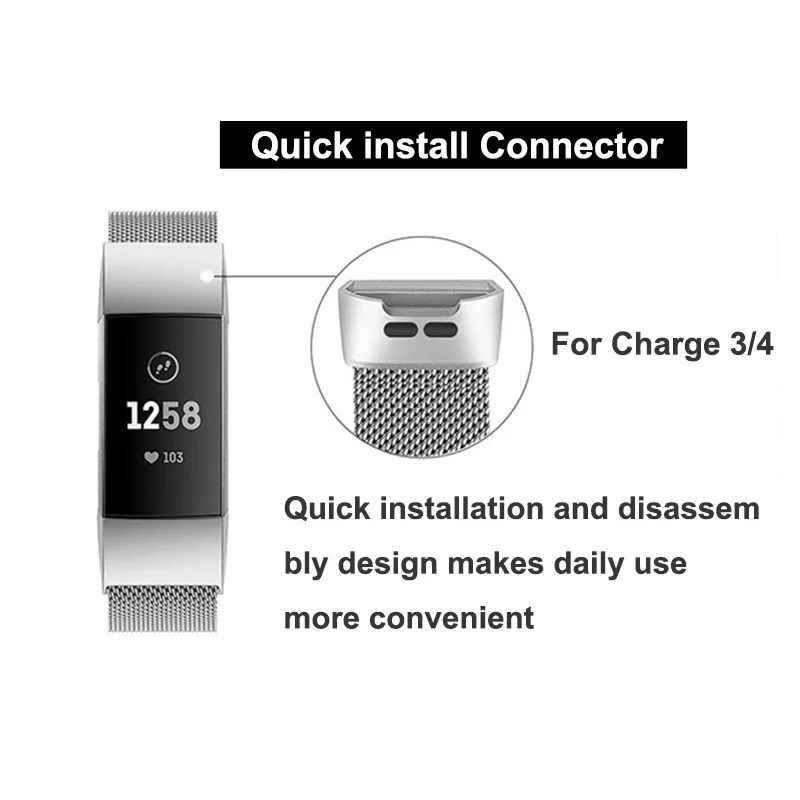 โลหะ Fitbit Charge 3 4 SE สำหรับ Fitbit Charge 2อุปกรณ์เสริมสร้อยข้อมือสายคล้องคอสำหรับสมาร์ท Fitbit wacthband