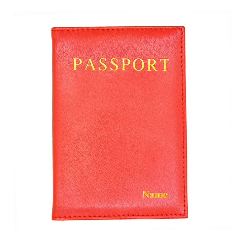 Funda de pasaporte con nombre personalizado, LOGO personalizado, dorado, plateado, grabado en relieve, Color impreso, emblema de país, tarjetero