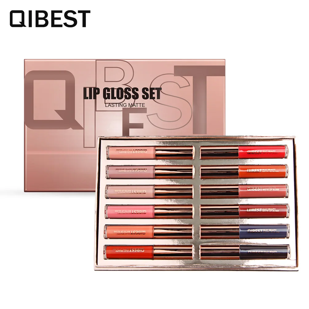 

New Makeup Qibest Matte Lip Gloss Set Non Stick Cup Liquid Lipstick Makeup Cosmetic Gift for Women or Girl Hot Selling