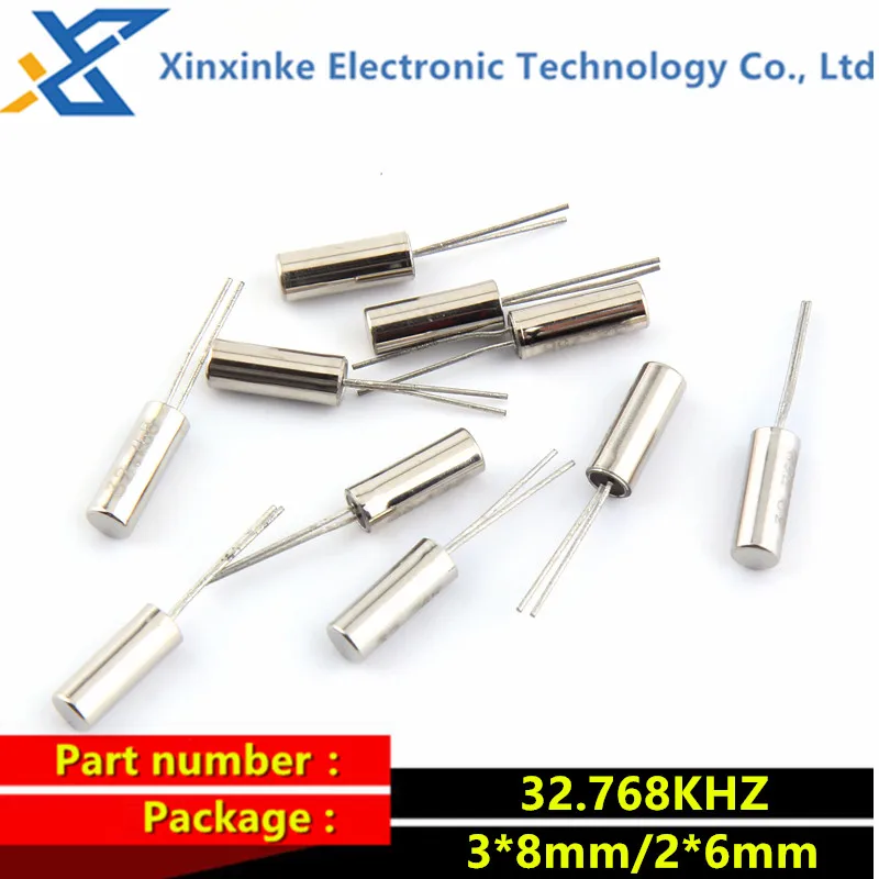 

100PCS Crystal Oscillator 32.768KHZ Cylindrical 3*8mm 32.768K 3x8mm Quartz Crystal Passive