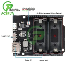 16340 Rechargeable Lithium Battery Shield Power Bank Board for Arduino Mobile Power Module 2 16340 Lithium Battery Protect Board