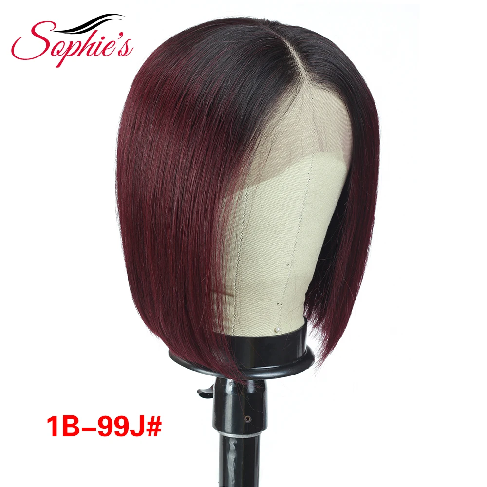 Wig Rambut Manusia Depan Renda Sophie untuk Wanita Kulit Hitam Wig Renda Bob Pendek Brasil 4*4 Wig Penutup Renda Rambut Remy Telah Ditanami